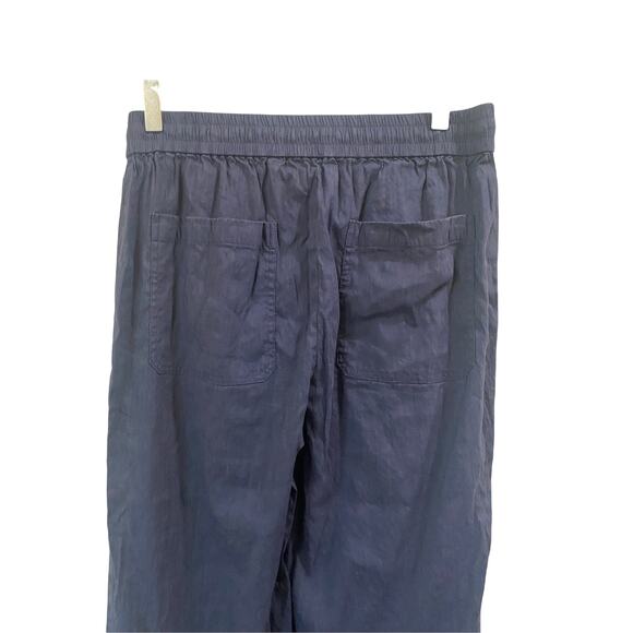 Theory Pants Navy Sidonia Casual Linen Blend Ankle Straight Leg Basic Medium - Picture 4 of 10